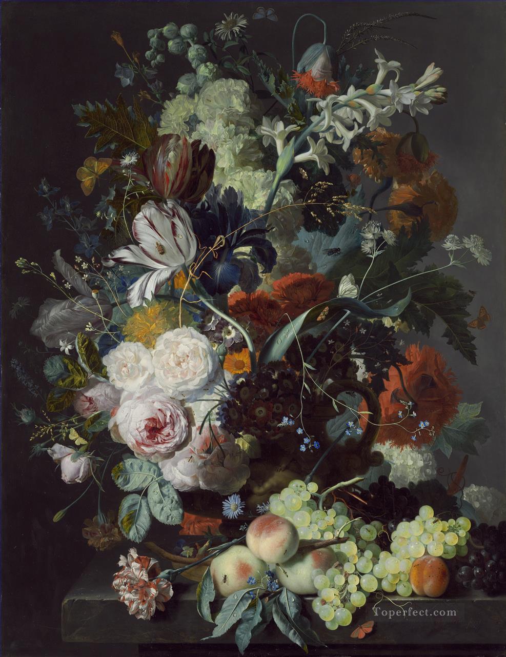 花と果物のある静物画 1月2日 ヴァン・ホイスム油絵